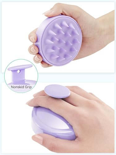 HEETA Shampoo Scalp Brush Massager Hair Growth, Scalp Scrubber with Soft Silicone Bristles for Dandruff Removal, Hair Brush Exfoliator, Light Purple - color: Light Purple