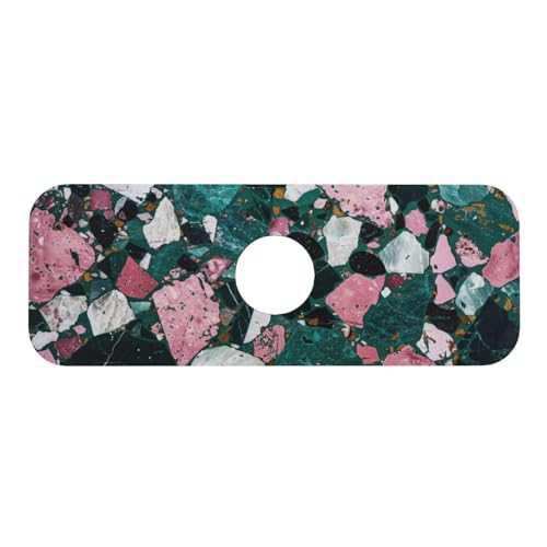 Faucet Draining Mat For Kitchen Sink, Terrazzo Dark Green Diatom Mud Absorbent Drain Pad For Bathroom Kitchen Sink Splash Guard Drying Mat - color: Terrazzo Dark Green