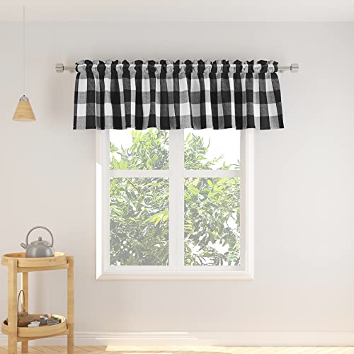3 Pc Cotton Classic Country Farmhouse Kitchen Window Curtain -Black & White Buffalo Check Tier & Valance Set, 54" x 18" / 27" x 36" - color: Plaids Black&white, size: 27"W x 36"L (Pack of 3)