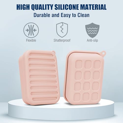 Superior Leak-Proof Silicone Travel Soap Case with Drainage Lid/Layer, Compact Bar Soap Container, Durable Soap Holder for Camping, Gym, and Travel Size Toiletries (Pink) - color: Pink
