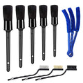 HMPLL 9pcs Auto Car Detailing Brush Set/ Interior Cleaning Kit Includes 5 Soft Premium Detail Brush, 3 Wire Brush & 1 Vent Cleaning Brush for Cleaning Interior, Dashboard, Engines, Leather, Wheel - color: black