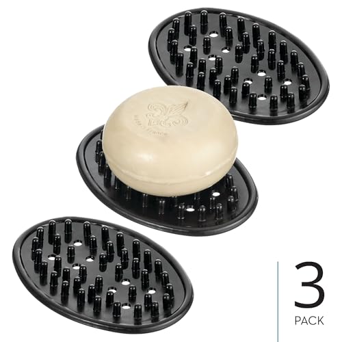 iDesign Soap Saver for Bar Soap - Soap Dish Holder for Bathroom Sink - Set of 3 - Black - color: Black, style: Pack of 3