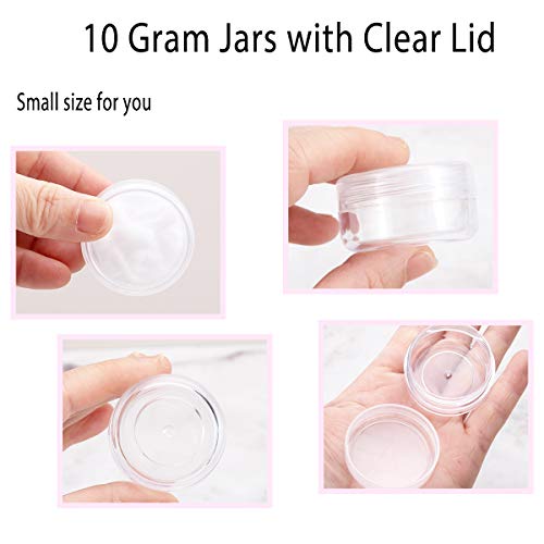 10 Gram Sample Containers with Lids, 10Pcs Clear Sample Jars, Small Cosmetic Travel Containers for Makeup, Lotion, Cream, Powder, 10 ML Mini Container with Lids - color: Clear