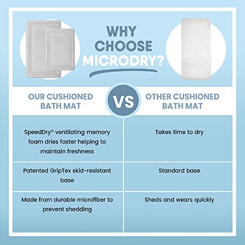 MICRODRY Quick Drying Memory Foam Framed Bath Mat with GripTex Skid-Resistant Base, Runner - 24x58, Light Grey - color: Light Grey, size: 24" x 58"