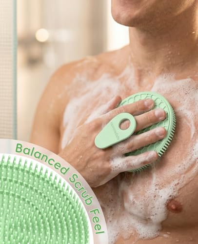 2 Pack Soft Silicone Body Scrubber, Exfoliating Skin Massage Shower Brush | Body Wash Bath Dry Skin Brushing Glove Loofah, Fit for Sensitive and All Kinds of Skin(Mint+Blue) - color: Blue+mint