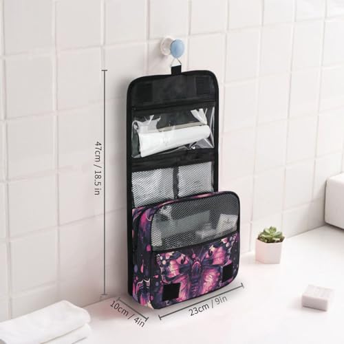 MNSRUU Hanging Toiletry Bag Gothic Skull Butterfly Travel Makeup bag for Toiletries Portable Travel Toiletry Organizer Cosmetic Bags with Hanging Hook - color: Skull I 4097