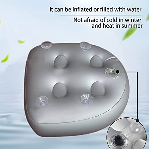 Inflatable Hot Tub Seat Booster with Suction Cups & Mesh Cover, Dual Use Inflatable Hot Tub Cushion Seat, Non Slip Blow Up Pillow Hot Tub Chairs Accessories for Adults Elderly Spa Bathtub - color: Gold