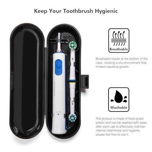 Nincha Electric Toothbrush Travel Case for Oral B & Philips Sonicare,Black - color: Black