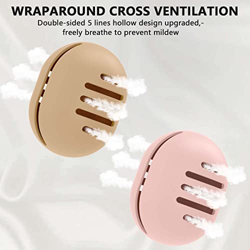 Fauxomor 2 Pcs Makeup Sponge Holder,Double-Sided Breathable Silicone Beauty Make Up Blender Case for Travel or Daily,Shatterproof Make-up Travel Case Quick Drying Easy to Carry,Khaki+Pink - color: C-Khaki+Pink, size: 1 Count (Pack of 2)