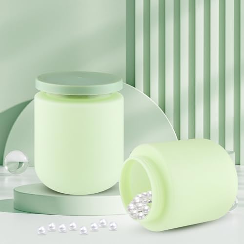16.9oz/500g Plastic Containers Empty Cosmetic Jars Large Makeup Sample Storage Pot with Lid & Inner Liner for Lotion Cream Ointments DIY Makeup Travel - 1 Pcs-Green - color: 1 Pcs-Green