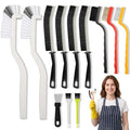 Crevice Cleaning Brush, Hard Bristle Cleaning Tool with Scraper, Grout Brush kit for Bathroom, Kitchen, Sink, Faucet, Window Grooves, Bottles, Blenders, 12Pcs