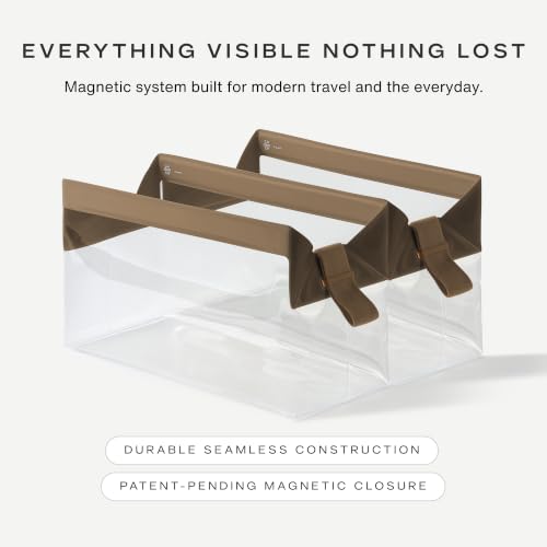 Cadence Parcel - Clear Travel Kit with Zipperless Magnetic Closure - Chestnut, Extra Large - Durable, Leak-Resistant and TSA Approved Toiletry Bag - Modular Organization - Recycled TPU (4 Qt) - color: Chestnut, size: Extra Large