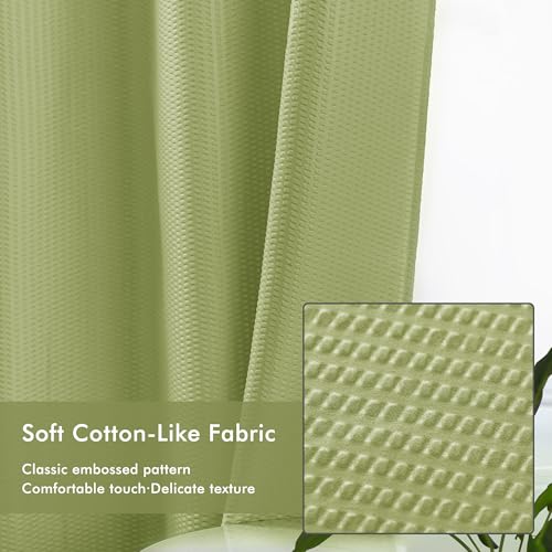 Mrs Awesome No Hook Shower Curtain with Snap-in Liner, Embossed Waffle Design Fabric Shower Curtain for Bathroom, Soft & Lightweight, 71x74, Sage Green - color: Sage Green, size: 71"W x 74"L (Pack of 1)