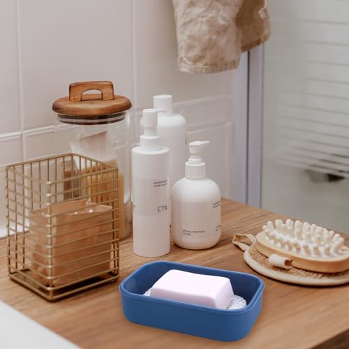 Silicone Travel Soap Bar Holder, Leak Proof Soap Case with Draining Layer, Portable Travel Soap Container for Shampoo & Conditioner Bar, Ideal for Bathroom, Gym, Camping (Blue) | Slip-Resistant Portable Bar Soap Holder for Shower Bathroom Gym Camping(Blue