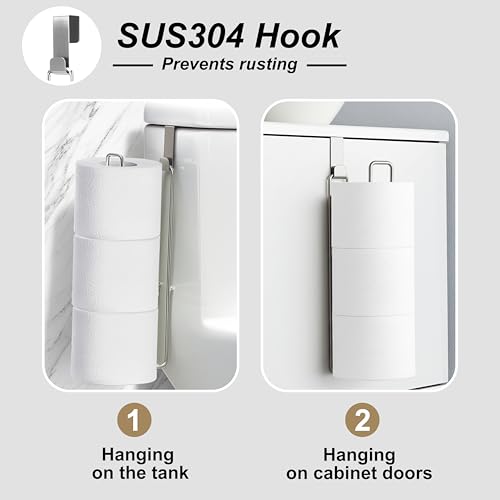 Toilet Paper Holder with Storage Extra 6 Roll Tissue, Over The Tank Toilet Paper Roll Holder Wall Mount, Brushed Nickel and Chrome Tissue Holder for Bathroom, RV Toilet Paper Holder with Shelf, 2Pcs - color: Silver, 2pcs, 12.99in