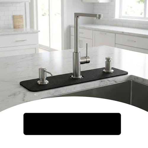 Customizable Kitchen Sink Faucet Mat: 24" Lx5.5 W Absorbent Splash Guard | Non-slip Fabric Rubber Mat, Cut to Fit Oval Rectangle Square Faucet & 2,3,4 Holes Irregular Sink with Soap Dispenser Air Gap - size: 24"Lx5.5"W -1PC
