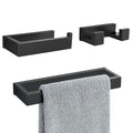 3 Pieces Matte Black Bathroom Hardware Accessories Set,SUS304 Stainless Steel Towel Holder Set Towel Holder Robe Hook Toilet Paper Holder Wall Mounted - color: Matte Black