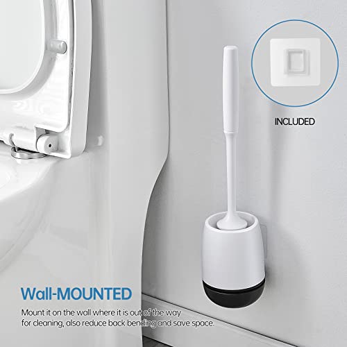 Toilet Brush, Toilet Bowl Brush and Holder Set for Bathroom, Toilet Cleaning Scrubber Cleaner Brush for Bathroom for Deep Cleaning with Stiff Plastic Bristle, Ventilated Holder (Black Head) - color: Black Head