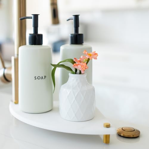 Fast Drying Stone Sink Caddy Made of Diatomaceous Earth | Water Absorbing Stone Tray for Bathroom | Instant Dry Sponge Holder for Kitchen Sink New Longer Size (Marble print on Corner tray) - color: Marble print on Corner tray