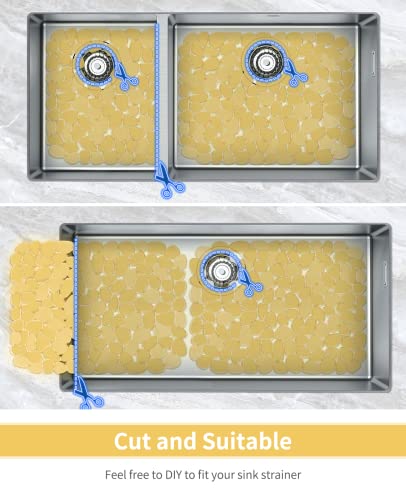 Bligli Pebble Sink Mat for Stainless Steel/Ceramic Sinks, 2 Pack PVC Sink Protectors Mats for Bottom of Kitchen Sink, Dish Drying Mat for Dishes and Glassware, 15.7 x 11.8 inch, Clear Yellow - color: Clear Yellow