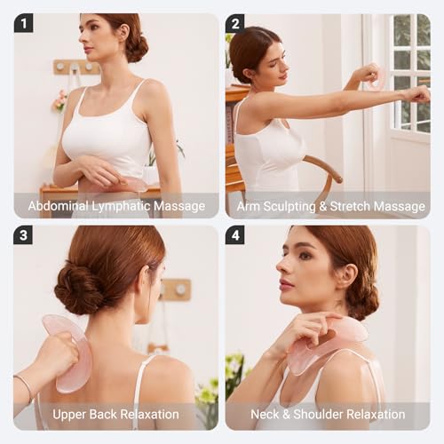 Large Body Gua Sha Tool for Lymphatic Drainage,Cellulite, Sculpting and Sore Muscles,Grip-Friendly with Smooth Resin & Ergonomic Design for Jawline, Neck,Thighs and Stomach Pink Resin Prop 65 Tested - color: Pink and Gray