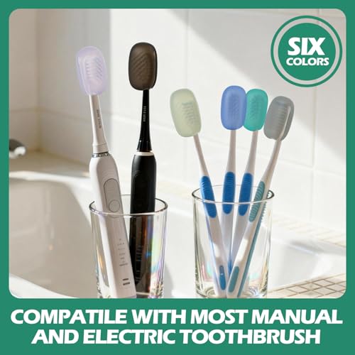 Lapfoon 6 Packs Silicone Toothbrush Covers, Tooth Brush Cover Cap for Electric & Manual Toothbrush Heads - color: Black