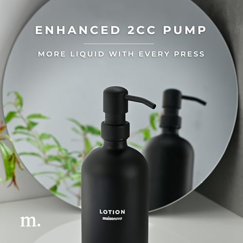 MaisoNovo Soap Dispenser 1-Piece Set | 16.9oz Black Bottles with Black Plastic Pumps - color: Black/Black