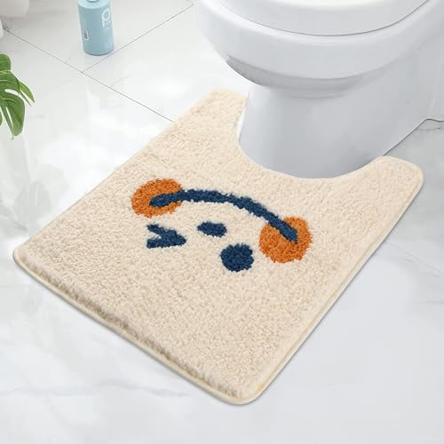 Cute Toilet Rug U Shaped, Microfiber Bathroom Toilet Rugs Non Slip Bath Mat Toliet Rug Machine Washable Absorbent Bathroom Rugs 20 x 22 Inches, Smile - color: Smile