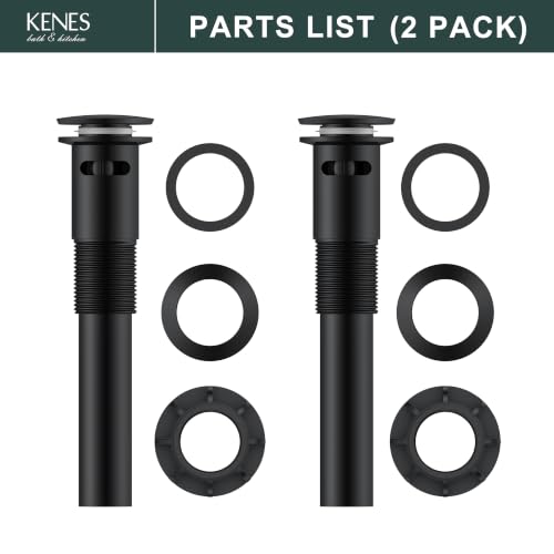KENES 2 Pack Pop Up Bathroom Sink Drain with Overflow, Matte Black Pop Up Drain Stopper Anti Clog Pop Up Drain Stopper Lavatory Bathroom Vanity Sink Drain - color: Matte Black X 2, size: Big Pop up Cap (With Overflow)