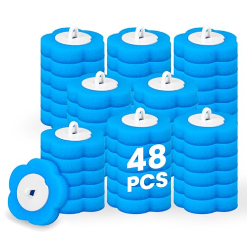 Toilet Bowl Wand Refills, 48 Pcs Disposable Toilet Brush Cleaning Sponges Heads, Not Compatible with Other Wand - style: 48 Refills