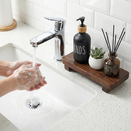 DEMIGO Soap Stand & Riser, Dark Brown Acacia Wood Bar Soap Tray, 9.8 x 4 in | 100% Solid Wood Rectangle Countertop Display for Candle, Plant, Kitchen & Bathroom Counter, Farmhouse Decor, Sink & Vanity - color: Dark Brown