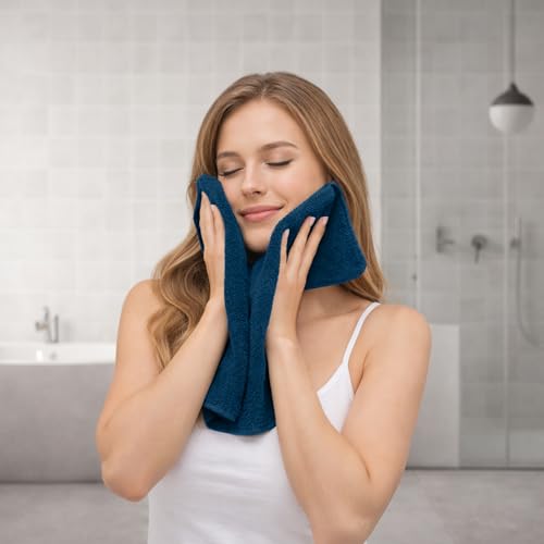 RIVERSIDE Pack of 8 Towels Set, 2 Large Bath, 2 Hand, 4 Face Washcloths, 100% Cotton Hotel Quality, Super Soft, Quick Dry, Highly Absorbent Perfect for Bathroom, Blue Opal - color: Blue Opal, size: Towel Set (PK 8)