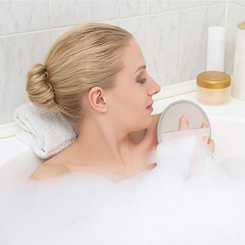 Boao 6 Pcs Bath Shower Pouf Sponge Mesh Pouf Shower Ball Exfoliating Body Sponge Pad Scrubber Glove with Flower Bath Ball (Khaki,Coffee,Pink) - style: Khaki,Coffee,Pink