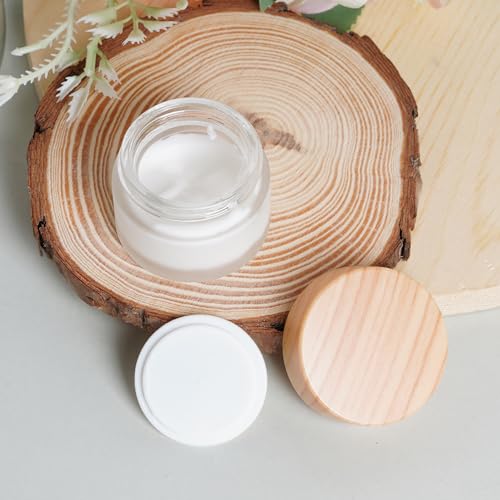 6Pcs Glass Lotion Cream Container with Lid Refillable Empty Sample Cosmetic Jar for Makeup Scrub Cream Toiletries Home Travel (30ml) - color: Clear, size: 30ml