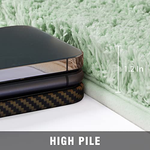 TECHMILLY Non-Slip Bathroom Rugs Sets 2 Piece, Fluffy Soft Luxury Microfiber Shower Mat, Absorbent, Washable & Quick Dry for Bath Floor, Green - color: Sage, size: 17" x 24" & 20" x 32"