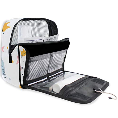 senya Hanging Travel Toiletry Bag Kit Makeup Case Cosmetics Organizer for Men Women - color: Childish Cat Graphic Cover