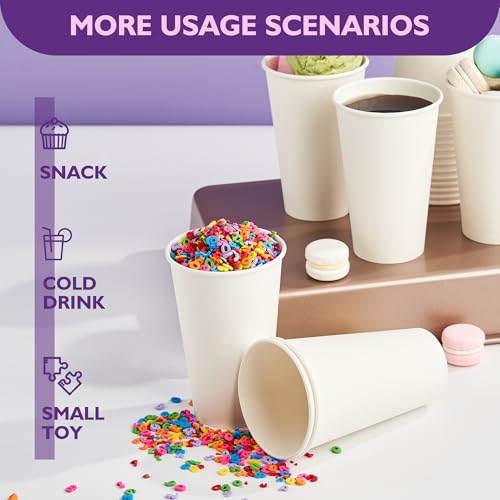 16 oz White Paper Coffee Cups, Disposable Hot Drink Cups for Coffee, Tea, Cocoa, Water, 200 Pack - color: White, size: 16 oz
