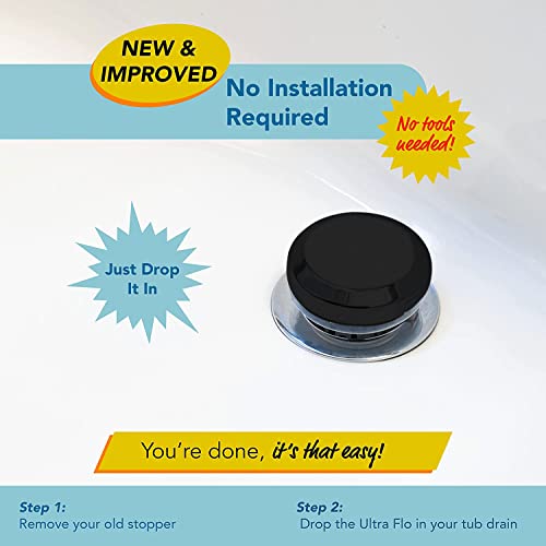 Drain Buddy Ultra Flo- 2 in 1 Bathroom Sink Stopper & Hair Catcher W/Patented Pull Clean Technology! | Fits 1.25” Sink Drains, Clog Preventing | Matte Black Metal Cap / 1 Replacement Basket - color: Matte Black