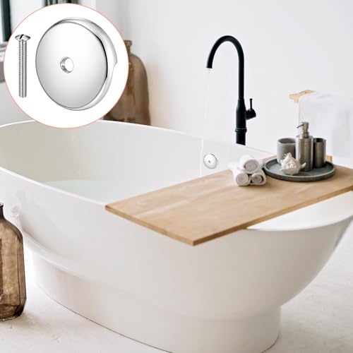 3-1/8" Bathtub Overflow Drain Cover, Single Hole Tub Overflow Drain Cover with Screw Kits, Matte Silver Overflows Face Plate Bathtub for Most Standard Bath Tub Drains