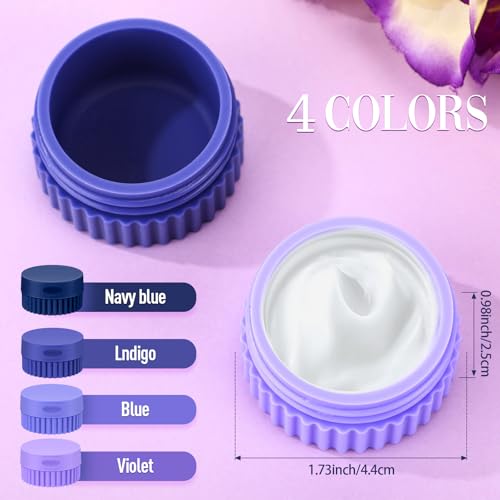Maxcheck 4 Pcs Travel Containers for Toiletries 0.68 Oz/20 ml Small Silicone Cream Jar with Lid Mini Leakproof Lotion Jar Refillable Travel Cosmetic Container for Face Body Skin Cream (Blue Color) - color: Blue Color