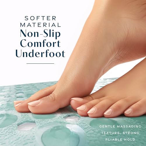 SlipX Solutions Power Grip 39x16 Bathtub & Shower Mat | Premium Non-Slip Bath Safety | Clear Light Green - color: Clear Light Green