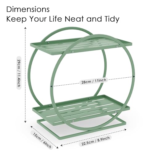 Perfume Organizer for Dresser, 2-Tier Bathroom Counter Organizers, Elegant Round Makeup Organizer for Vanity, Bathroom Organizer Countertop Shelf, Perfume Tray Skincare Storage (Green) - color: Green