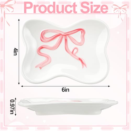 Pink Bow Girls Soap Dish Bathroom Decor Coquette Ceramic Cleaner Dish Bow Soap Holder Aesthetic Preppy Room Decor Saver Tray for Kitchen Sink Bathroom Baby Shower Wedding Gift, Easy Cleaning