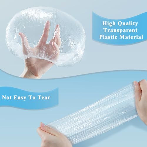 MORGLES 100 Pcs Disposable Shower Caps for Women, 18.1" Waterproof Plastic Shower Caps for Bathing, Hair Treatment, Conditioning in Home Hotel Travel - size: 100 pcs/18.1 Inch