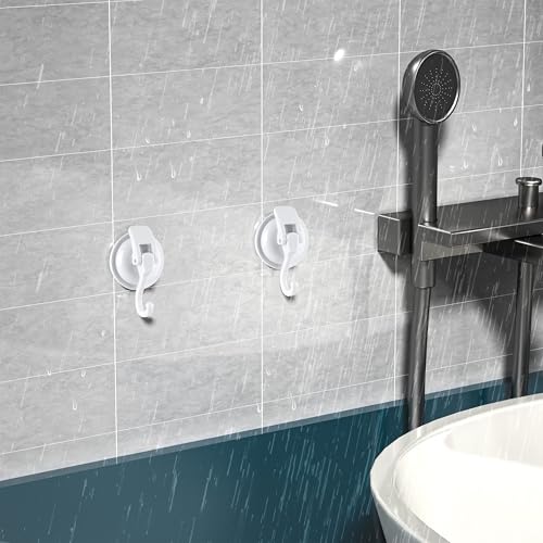 Heavy Duty Vacuum Suction Cup Hooks, White Plated Polished Super Suction for Kitchen Bathroom, 6 Pack - color: White