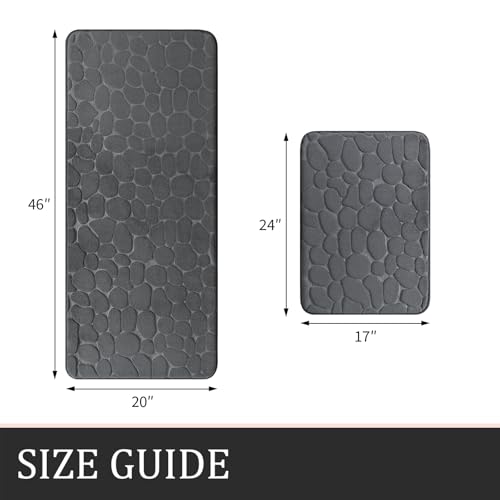 YIHOUSE Bathroom Rugs Mat Set, Memory Foam Bath Mat 2 Piece Dark Grey | 17x24&20x46, Non Slip, Water Absorbent, Washable, Bath Mat For Bathroom, Sink and Toilet - color: Dark Grey, size: 3'10" x 1'8" (Rectangular)