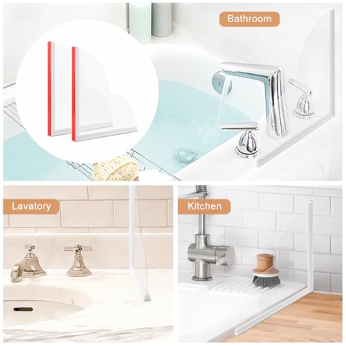 NINEFOX 2 Pack Shower Splash Guard, 9.45 X 9.45 Inches Large Splash Guards for Bathtub | Self-Adhesive Shower Corner Splash Guard to Keep Water in Shower or Bath, Shower Water Blocker from Splashing Out