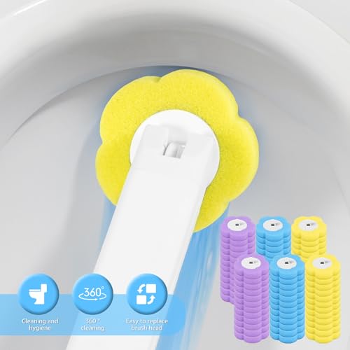 72PCS Disposable Toilet Cleaning Brush Wand Cleaner Refills, Contains Only the Brush Head, Disposable Toilet Cleaning Pads, Bathroom Toilet Bowl Brush and Holder Set (Refills) - color: Refills