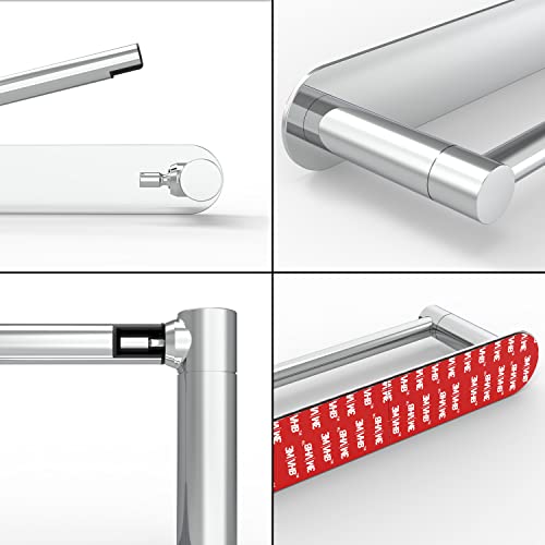 Adhesive Toilet Paper Holder Chrome Bathroom Double Post Pivoting Toilet Tissue Holder Polished Roll Holder Stick On No Drilling Stainless Steel and Zinc Alloy - color: Poilshed Chrome