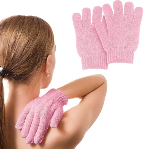 2 PCS Exfoliating Glove Loofah Sponge Exfoliating Body Scrubber Deep Cleansing Removes Dead Skin for Both Women and Men(Pink) - color: B7-pink